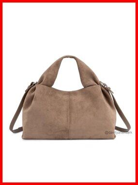 Faux Suede Hobo Bag Half-Moon Shoulder Handbag Soft Tote Purse
